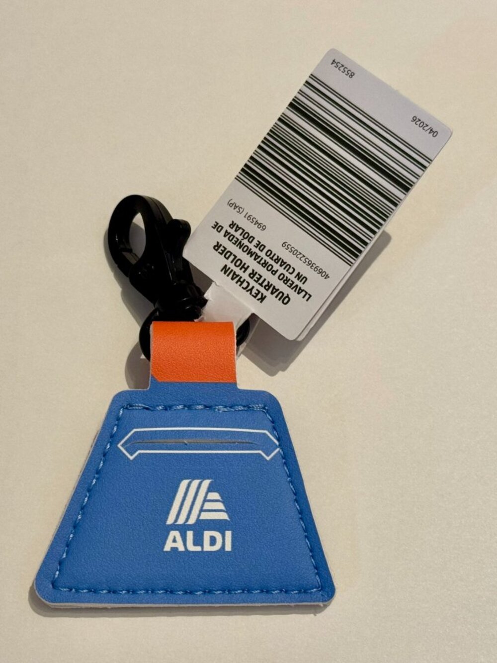 Aldi Blue & White Leather Quarter Holder With Black Plastic Clasp